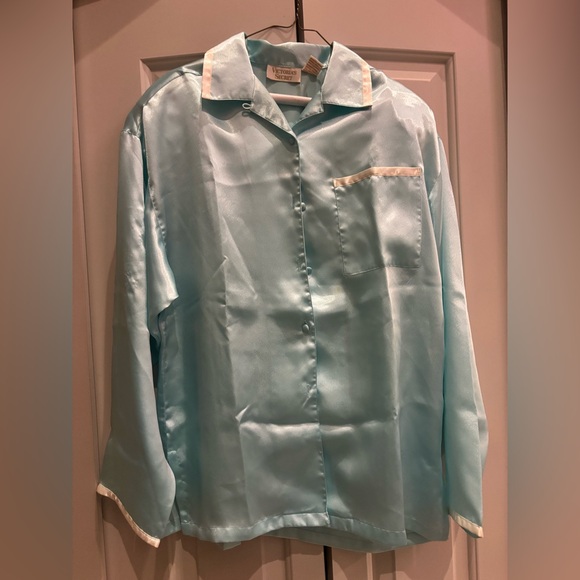 Victoria's Secret Set- Aqua pajama top & drawstring sleep pant set-vintage Small - Picture 2 of 10